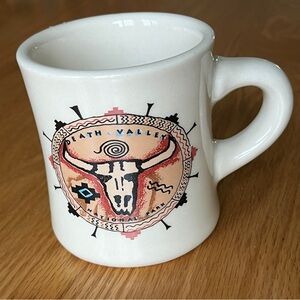 Death Valley Ceramic Mug with Southwestern Bull Skull Design